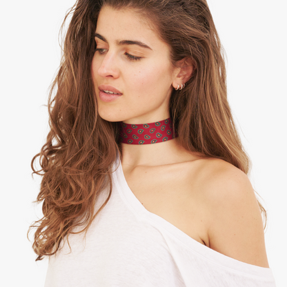 Ruby Red Paisley Silk Choker – collo limited edition choker