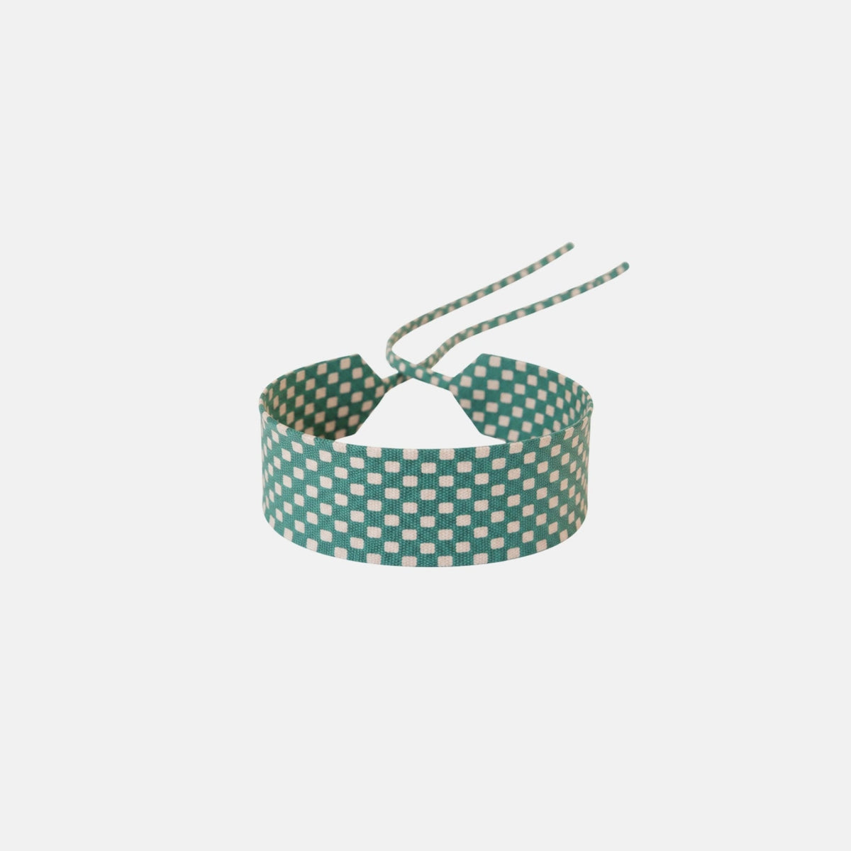 Teal Checkerboard Silk Choker – upcycled from a vintage silk tie, with self-tie closure | collo limited edition