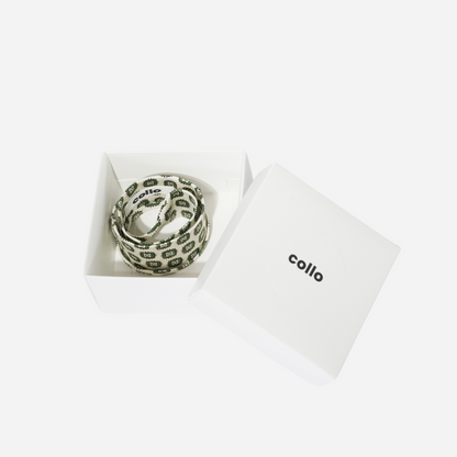 White & Green Medaillons Silk Choker – collo limited edition choker