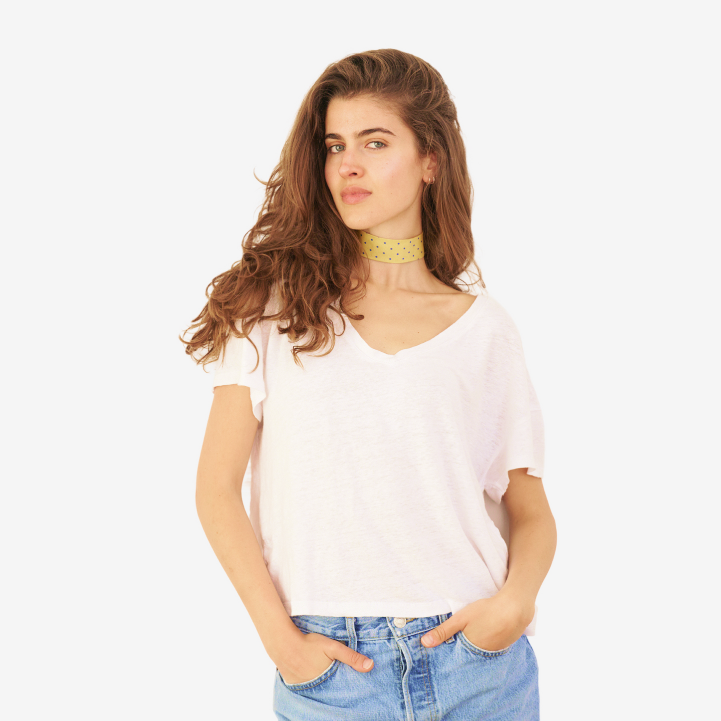 Yellow Polka Dotted Silk Choker – collo limited edition choker